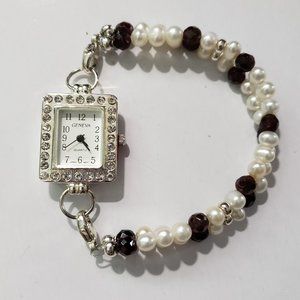 Freshwater Pearl and Garnet Watch